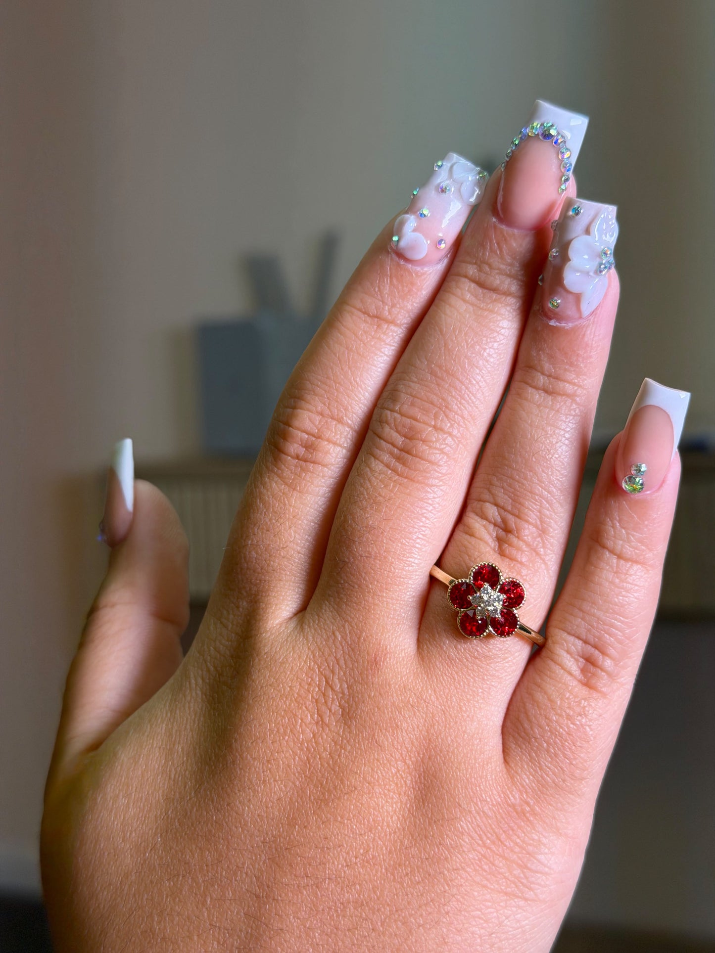 Red flower ring