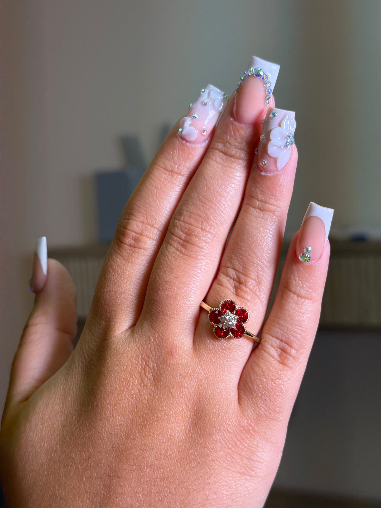 Red flower ring